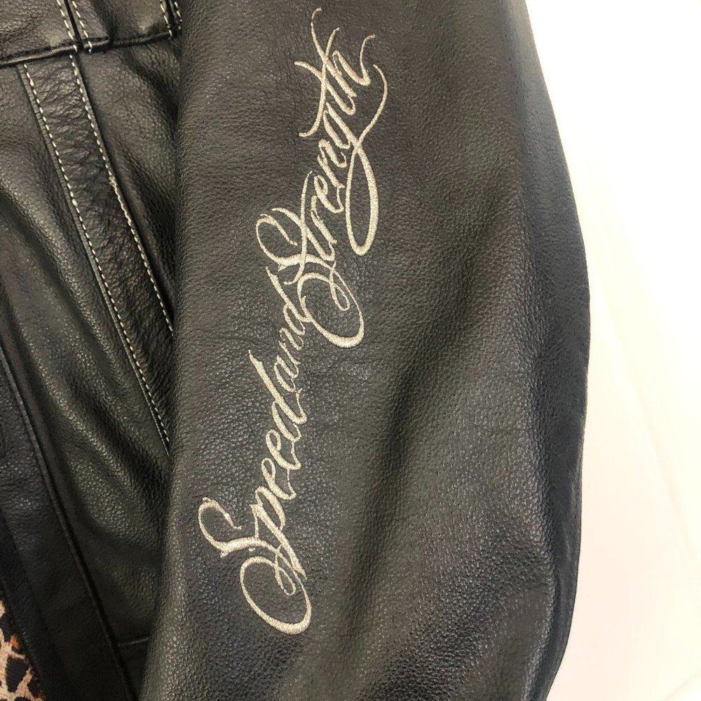 Black Leather Speed & Strength with Leopard Lining